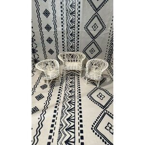 Lot of Doll Size White Wicker‎ Doll Furniture - 3 Pieces